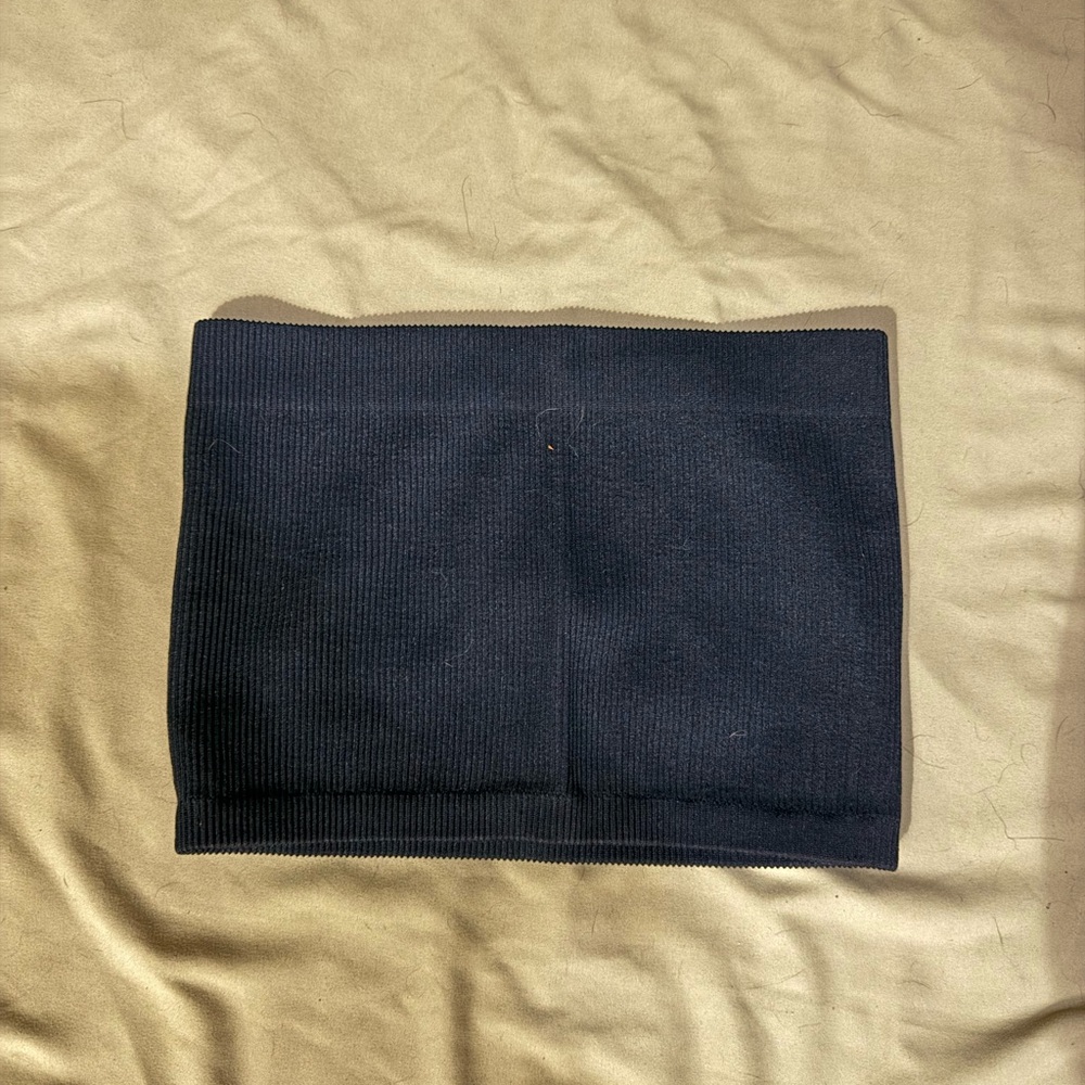 SHEIN Navy Ribbed Strapless Crop Tube Top